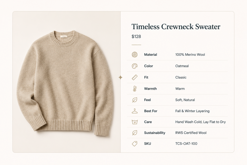 A product turned into a clean set of machine-readable attributes