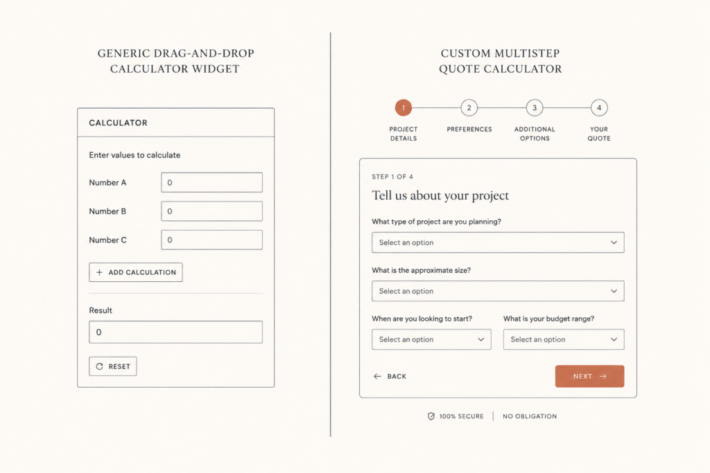 Custom quote calculator compared with Calconic and ConvertCalculator builder widgets